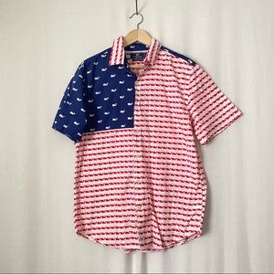 Vineyard Vines American Flag Whale button down L